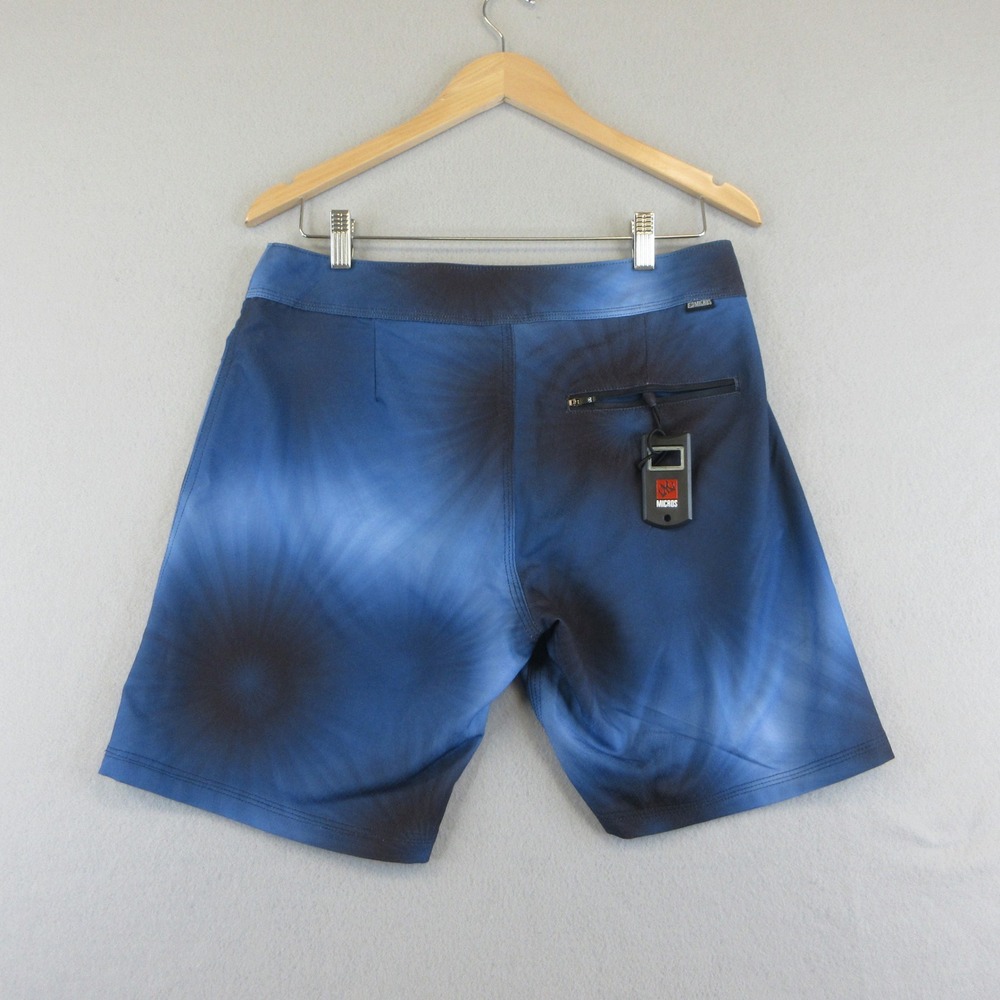 Micros Board Shorts Mens 30 NWT Blue Tie Dye 4-Way Stretch Pockets Surf Swim - Picture 2 of 12